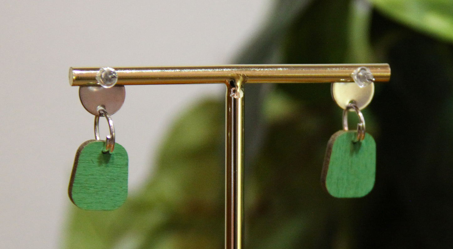 Blue, Yellow and Red Bubbles Small Rectangular Earrings