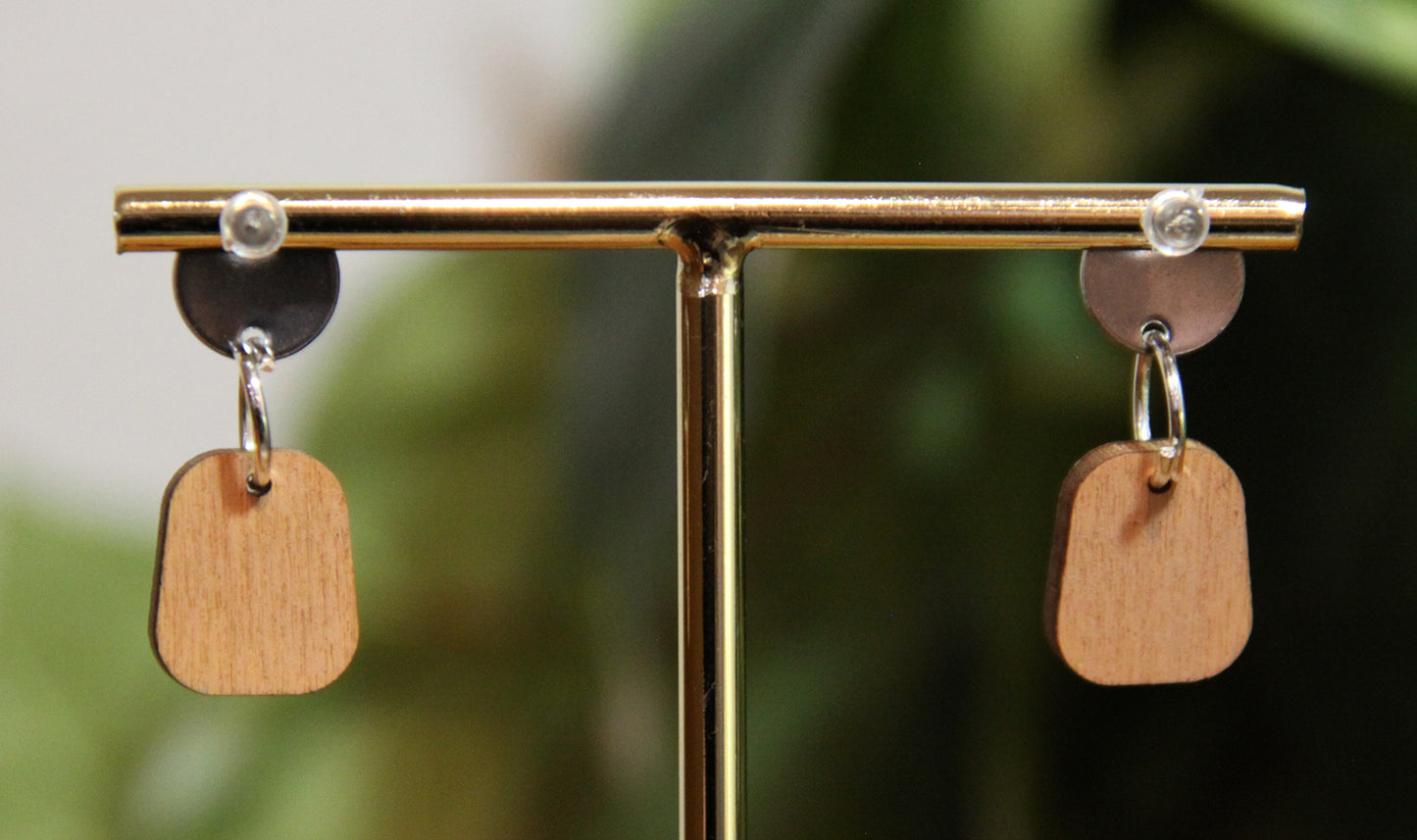 Blue, Purple and Orange Floral Small Rectangular Earrings