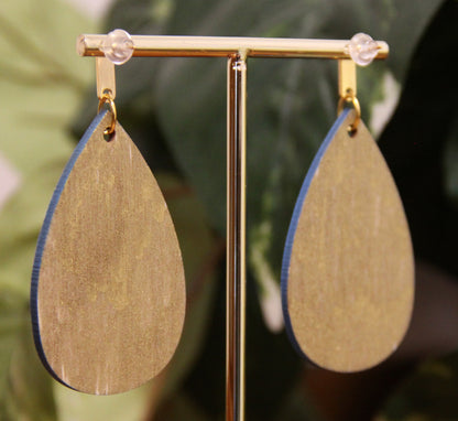 Teal, Blue, Orange Wavy Patterned Teardrop Earrings