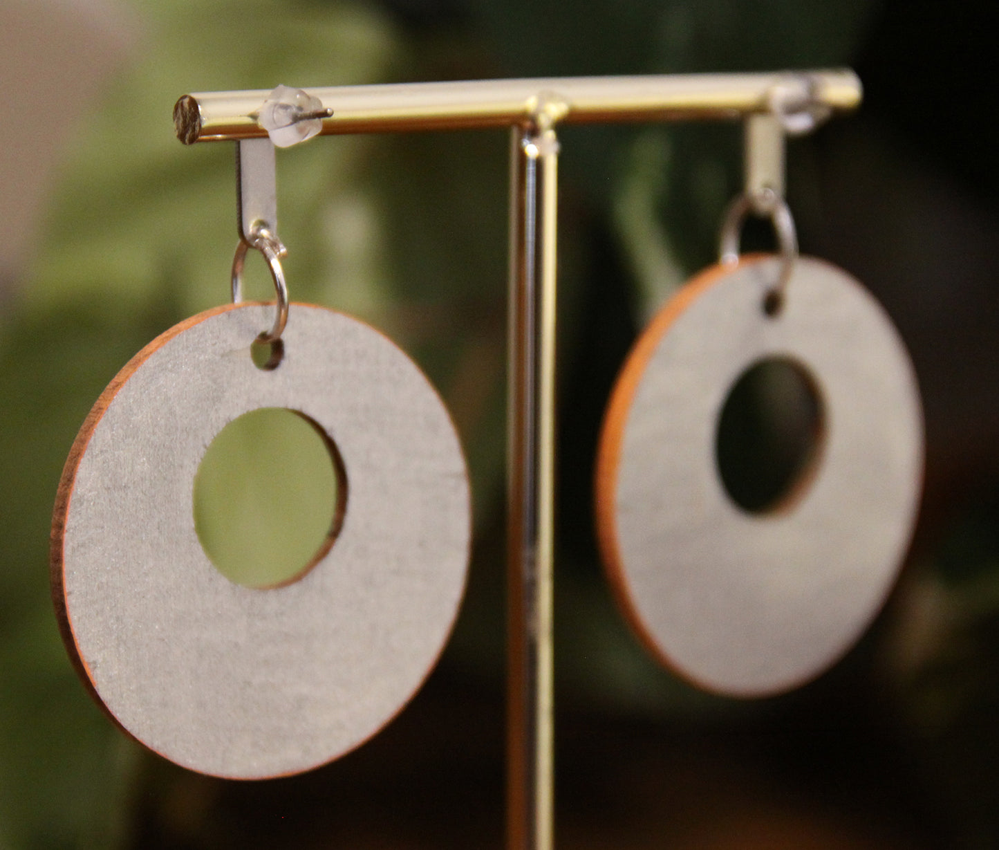 Floral Green and Blue Circular Earrings