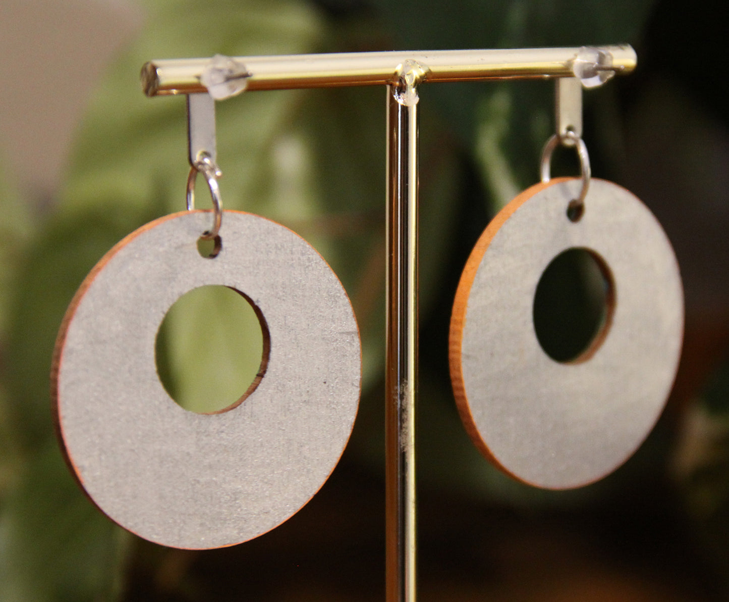 Floral Green and Blue Circular Earrings