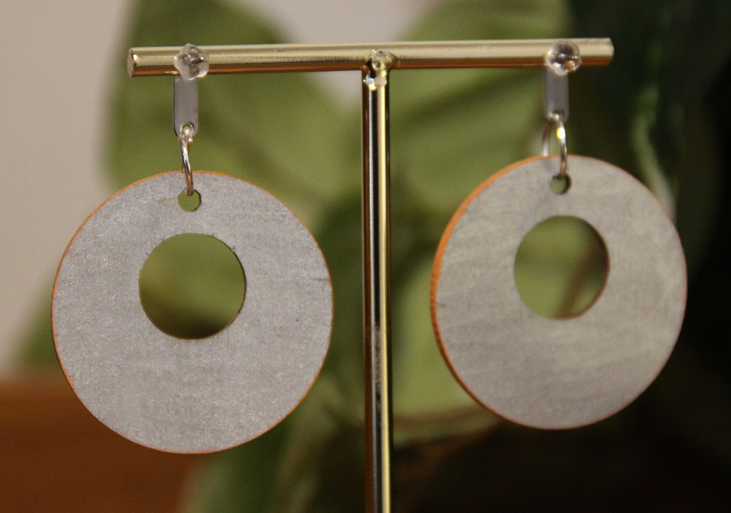 Floral Green and Blue Circular Earrings