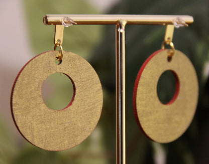 Floral Teal and Red Circular Earrings