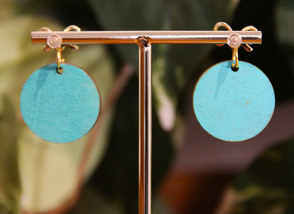 Floral Red, Gold and Silver Circular Earrings