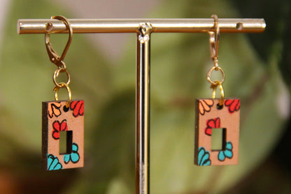 Small Floral Squarish Rectangular Earrings