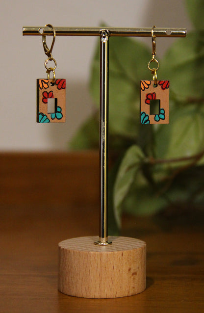 Small Floral Squarish Rectangular Earrings