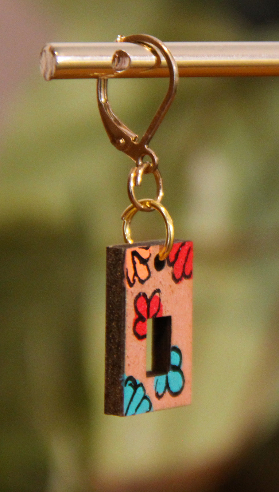 Small Floral Squarish Rectangular Earrings