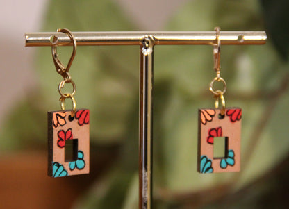 Small Floral Squarish Rectangular Earrings
