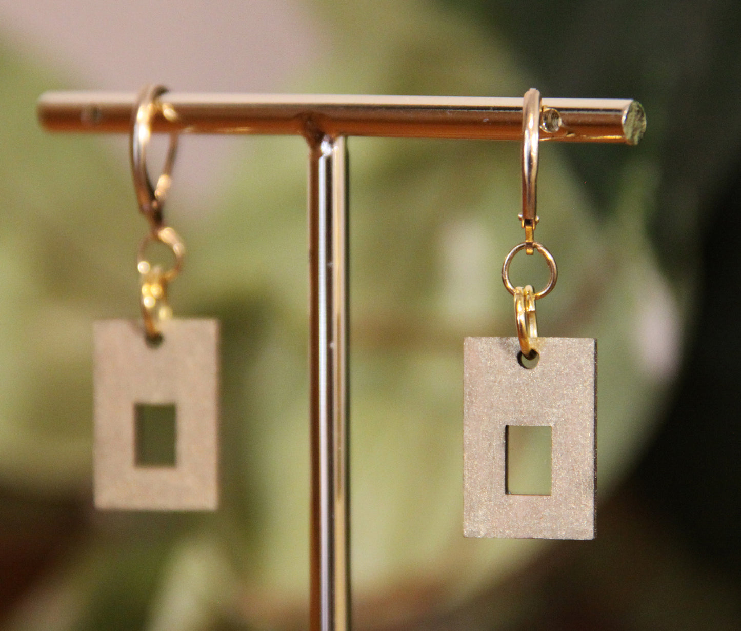 Small Floral Squarish Rectangular Earrings