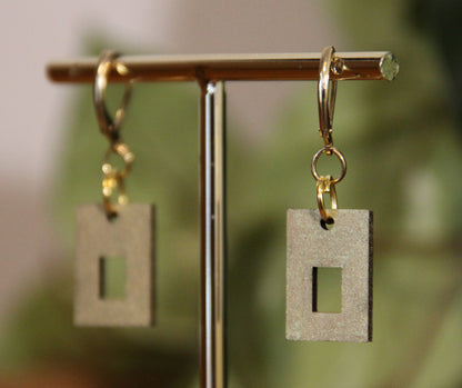 Small Floral Squarish Rectangular Earrings