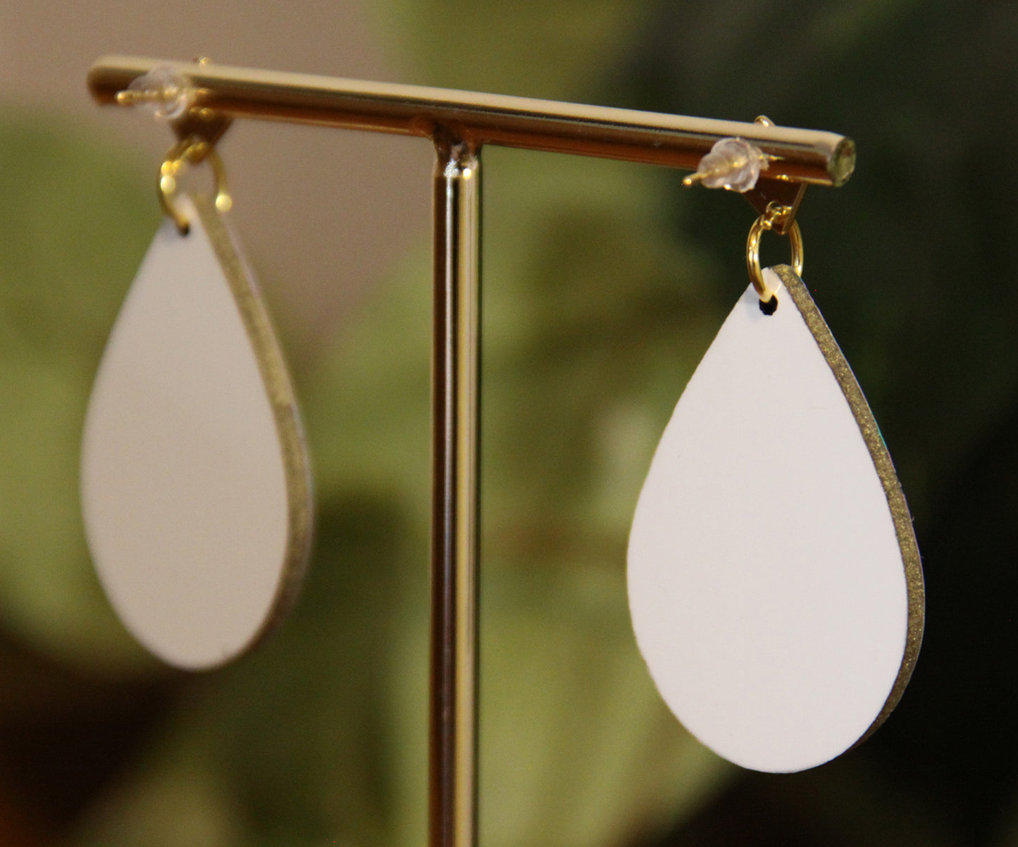 Lilac, Pink and Cyan Geometrical Design Small Teardrop Earrings