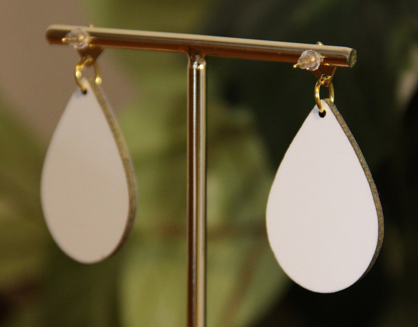 Lilac, Pink and Cyan Geometrical Design Small Teardrop Earrings