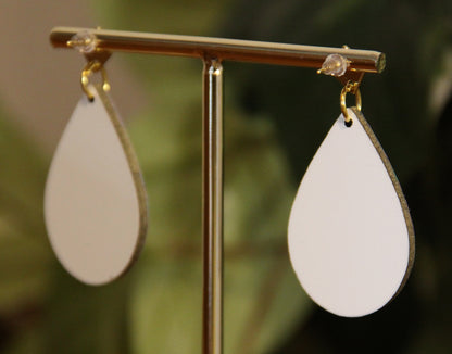 Lilac, Pink and Cyan Geometrical Design Small Teardrop Earrings