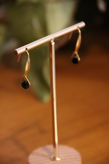 Small Black Hook Earrings
