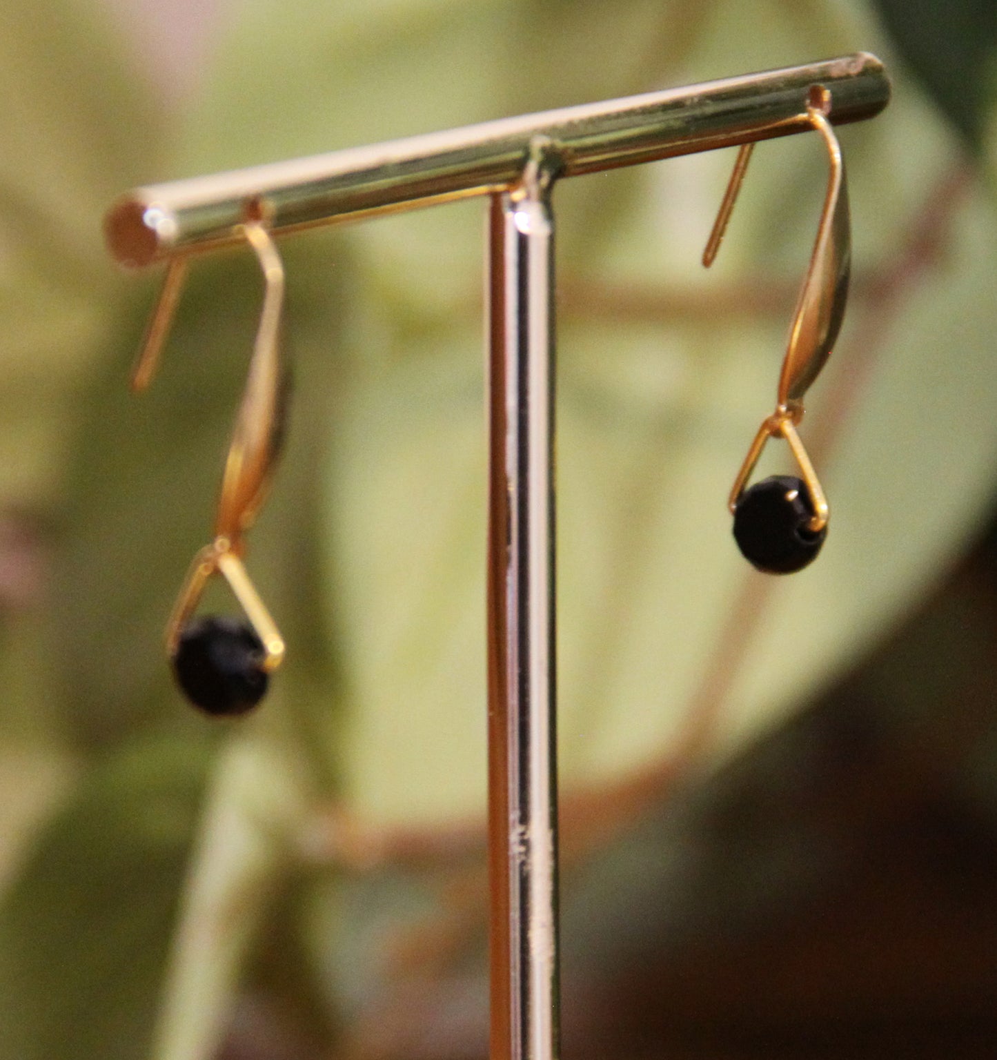 Small Black Hook Earrings