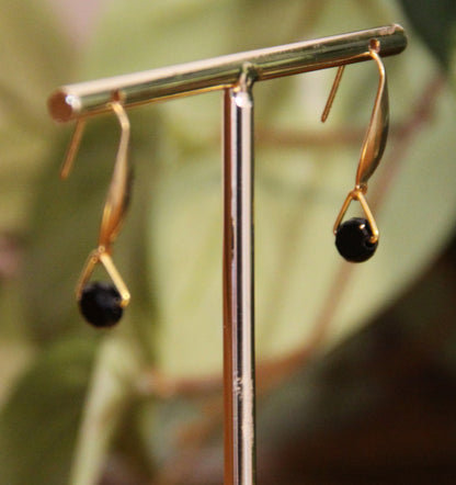 Small Black Hook Earrings