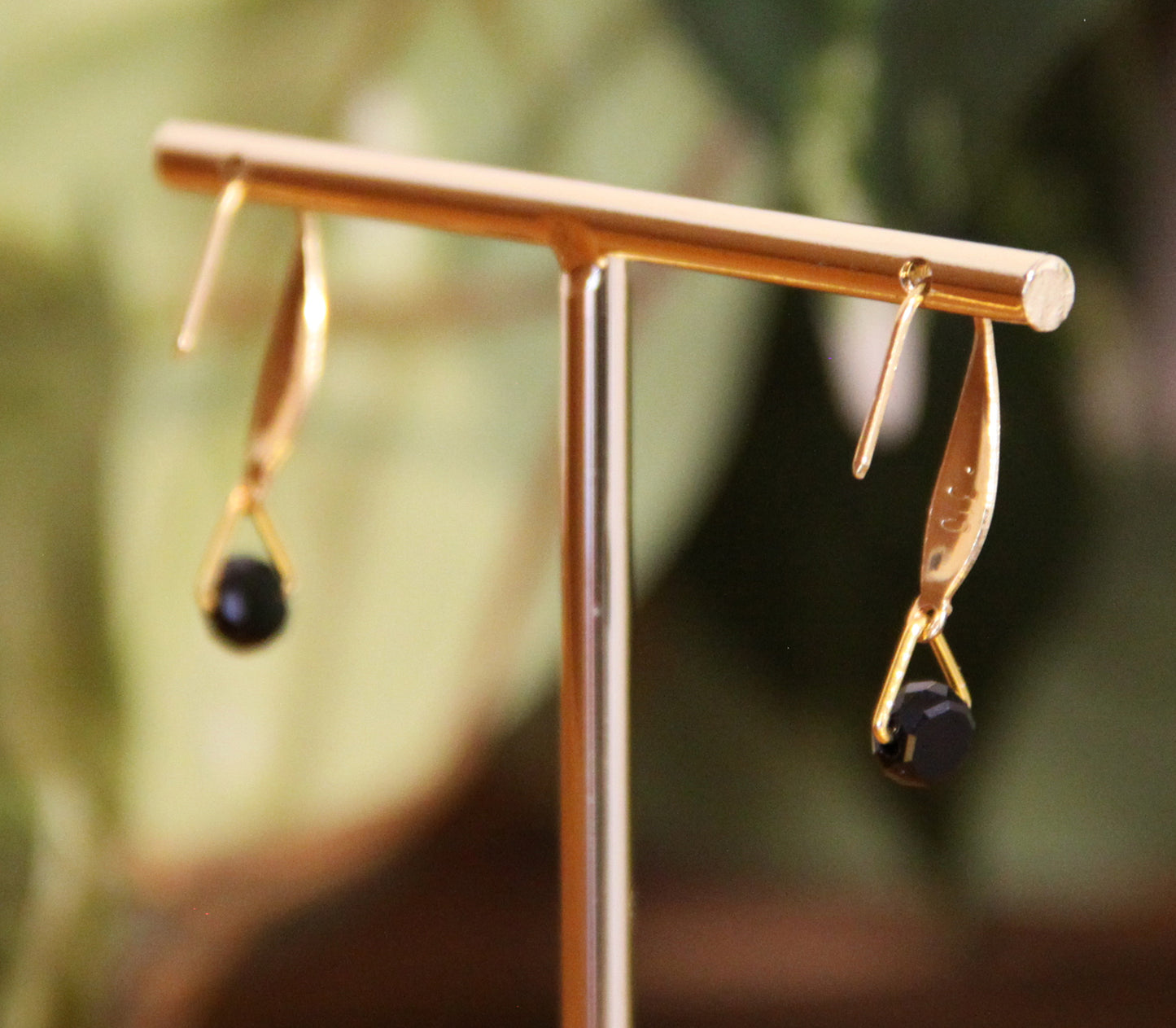 Small Black Hook Earrings