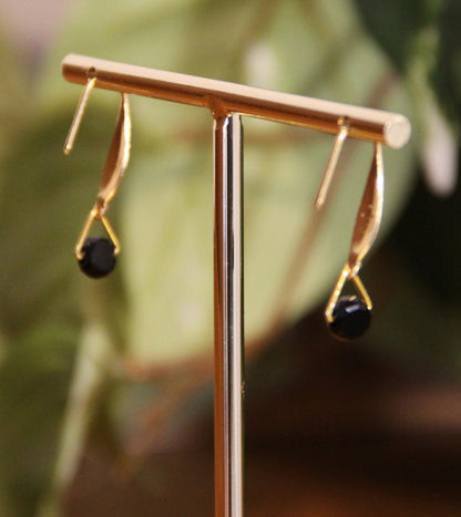 Small Black Hook Earrings