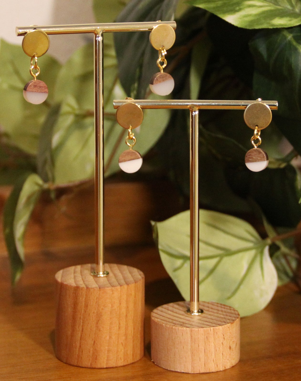 Small White Resin Wood Earrings