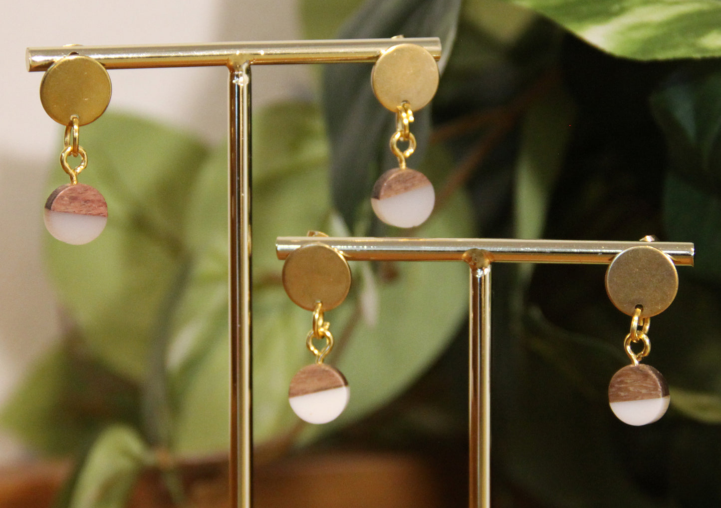 Small White Resin Wood Earrings