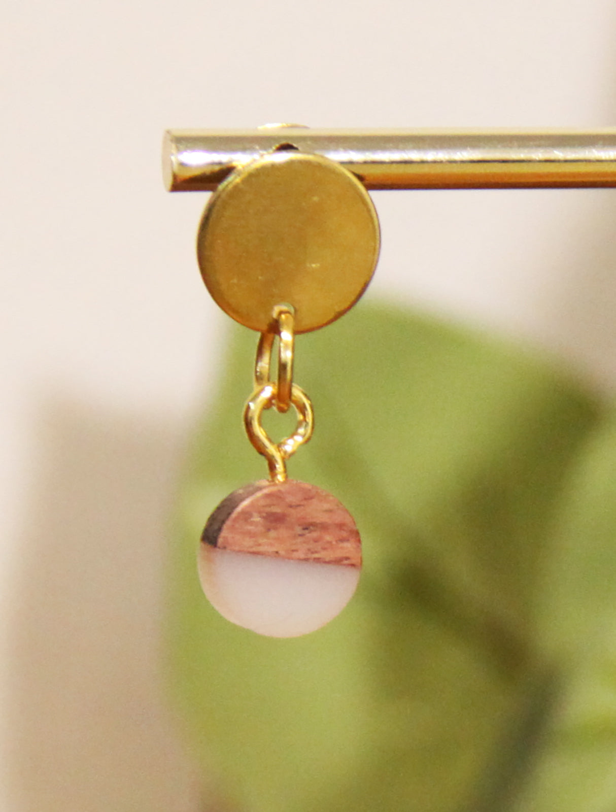 Small White Resin Wood Earrings