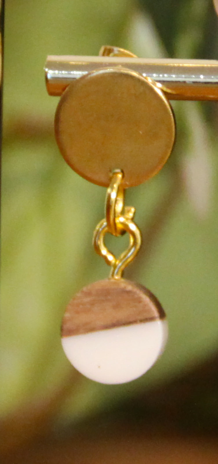 Small White Resin Wood Earrings