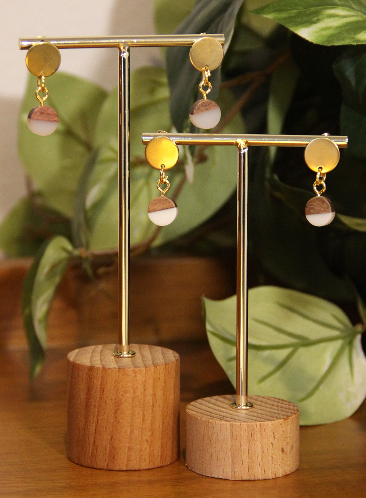 Small White Resin Wood Earrings