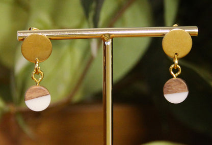 Small White Resin Wood Earrings