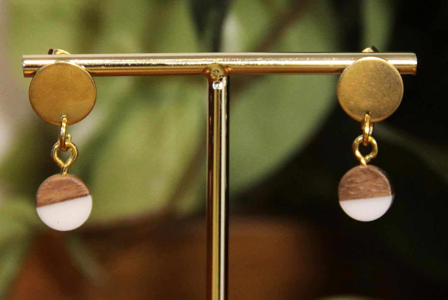Small White Resin Wood Earrings