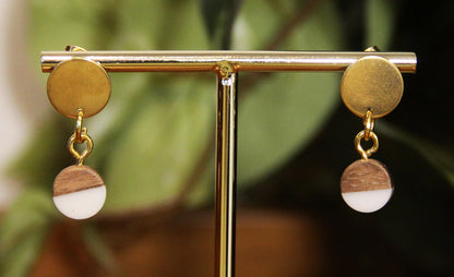 Small White Resin Wood Earrings