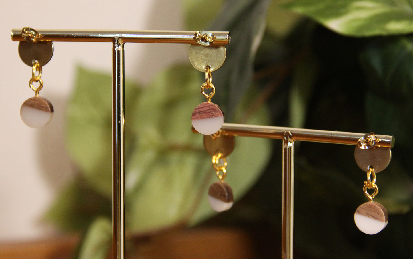 Small White Resin Wood Earrings