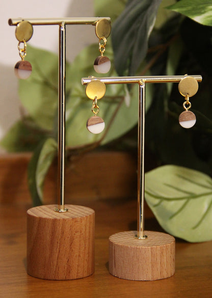 Small White Resin Wood Earrings