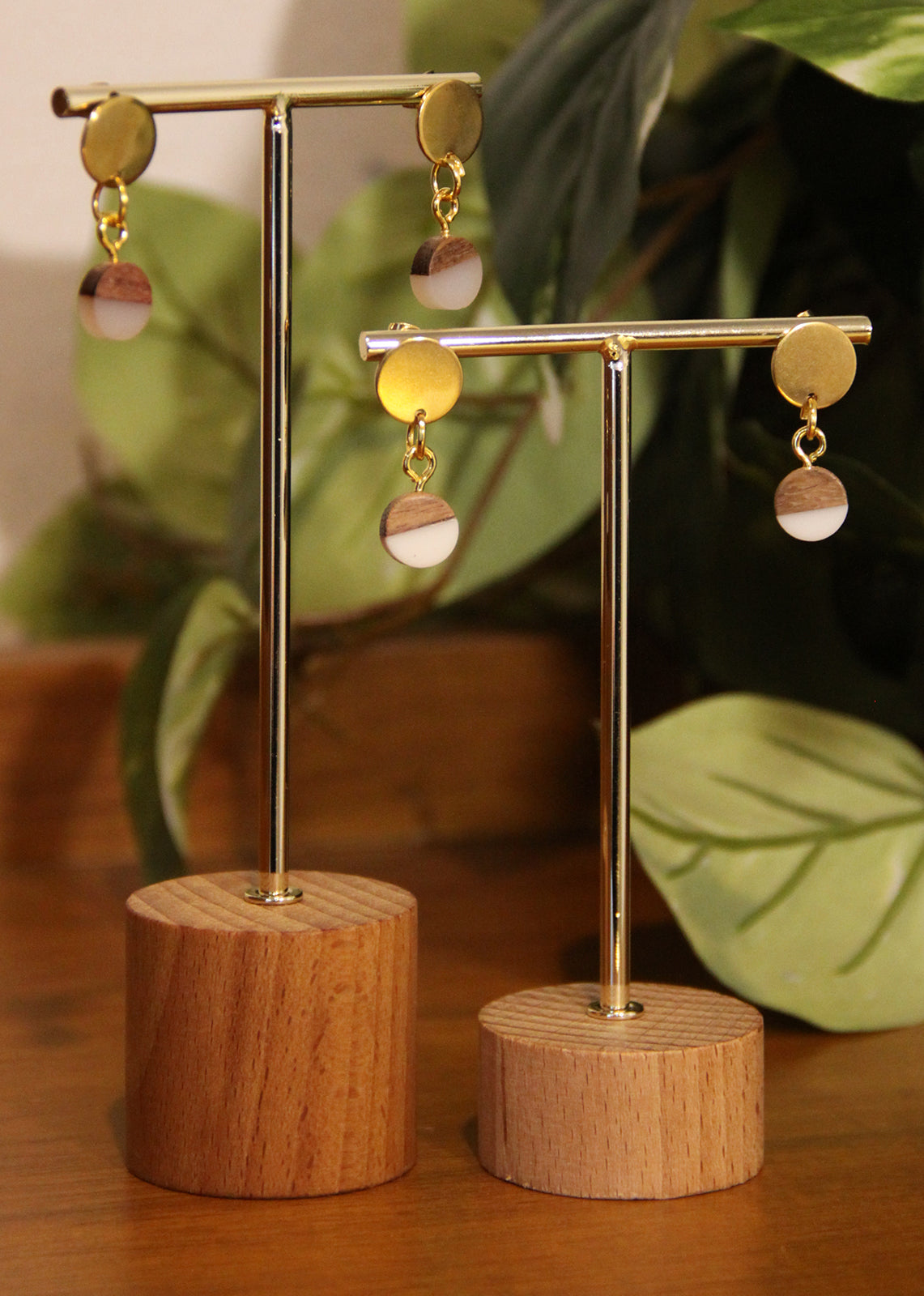 Small White Resin Wood Earrings