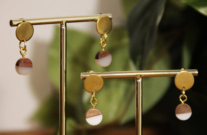 Small White Resin Wood Earrings