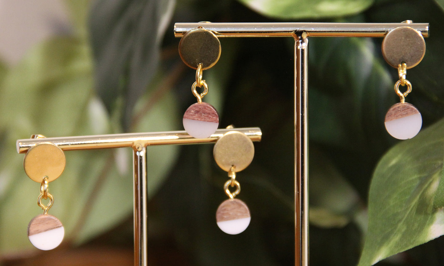 Small White Resin Wood Earrings