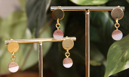 Small White Resin Wood Earrings