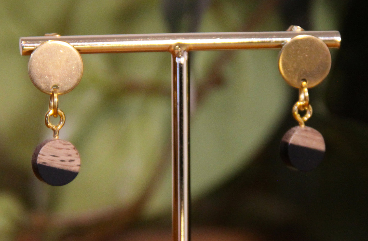 Small Black Resin Wood Earrings