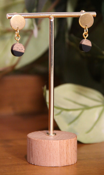 Small Black Resin Wood Earrings