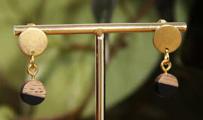 Small Black Resin Wood Earrings