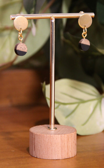 Small Black Resin Wood Earrings