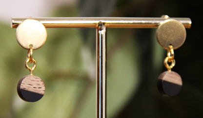 Small Black Resin Wood Earrings