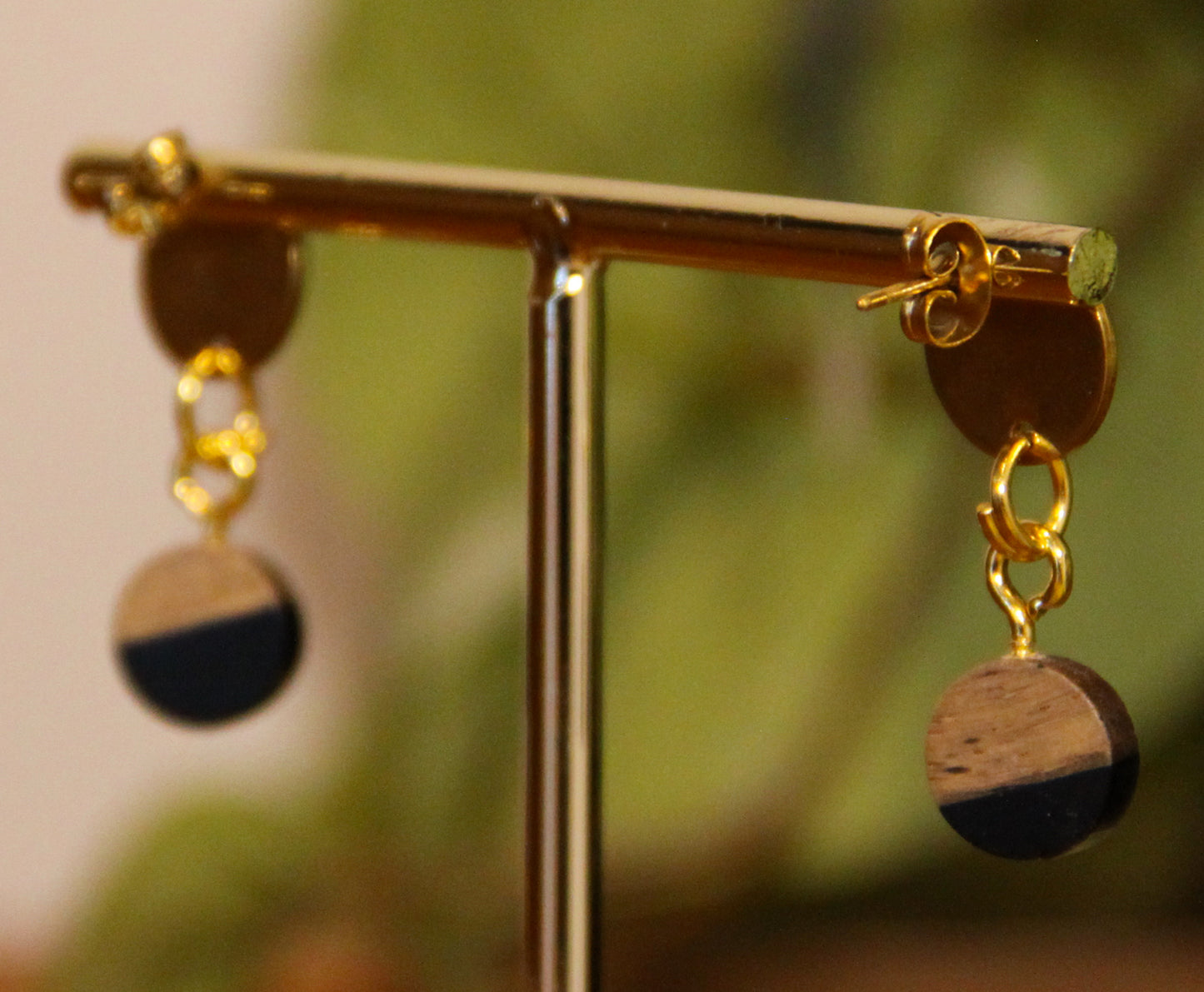 Small Black Resin Wood Earrings