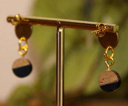 Small Black Resin Wood Earrings