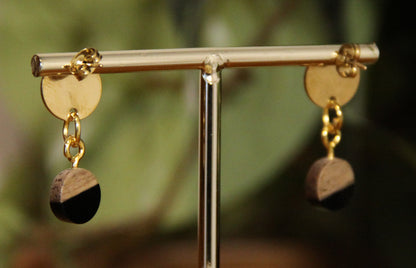 Small Black Resin Wood Earrings
