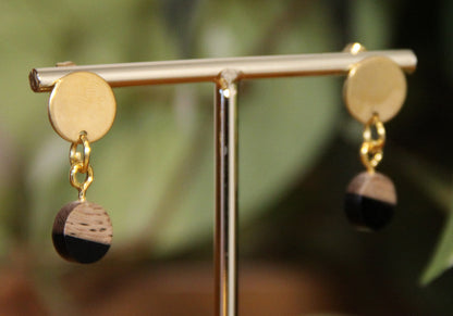 Small Black Resin Wood Earrings