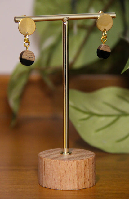 Small Black Resin Wood Earrings