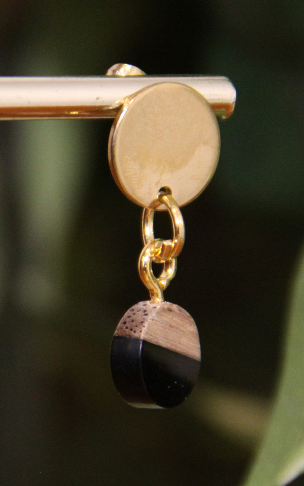 Small Black Resin Wood Earrings