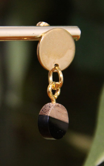 Small Black Resin Wood Earrings