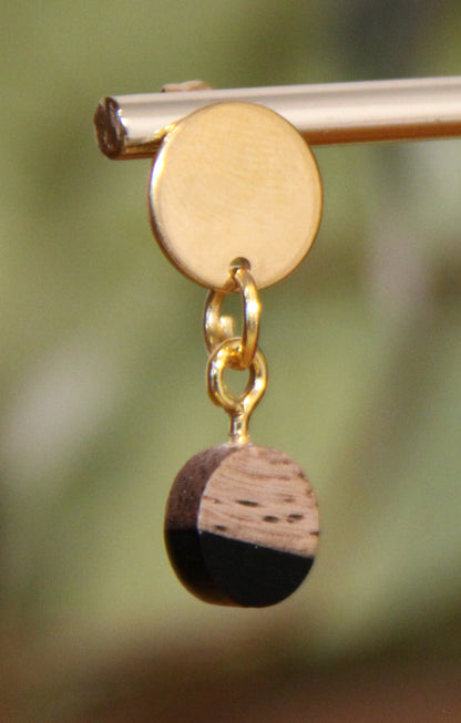 Small Black Resin Wood Earrings