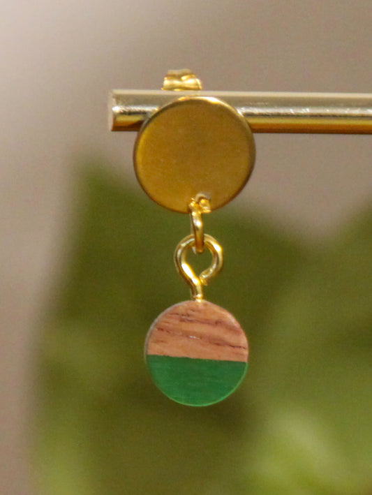 Small Green Resin Wood Earrings
